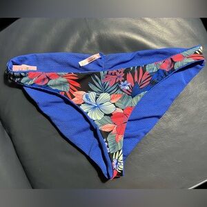 ARDENE Swim Reversible Bikini Bottom Floral Size XL Blue Pink NWT